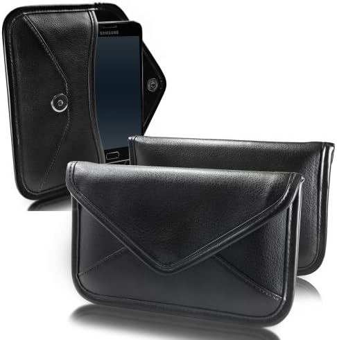 Boxwave Case Компатибилен со Alcatel 1B - Елитна кожна торбичка за месинџер, синтетички кожен покритие дизајн на пликови за алкател