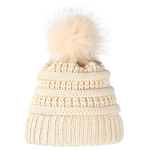 Aynnqueen beanie со коса прикачена за жени слаби кабелска капа перица плетена зимска капа со 20 -инчен отстранлив екстензии за коса
