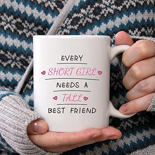Најдобри пријатели кригла за кафе за жени, на секоја кратка девојка му требаат високи најдобри пријатели, подароци за пријателство за