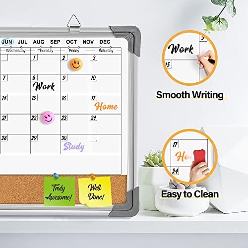 Двострана месечна календарска плоча комбо за wallид и акрилен магнетски календар за фрижидер, 16 x 12 преносни сува бришење