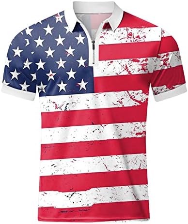 Bmisegm летни машки маици маички 3D дигитално печатење лапел патент со кратки ракави кошула обична мода v врат маици за