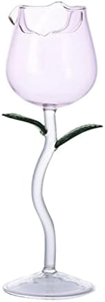 Уникатно стакло за коктел, чаша 5oz/150 ml транспарентна чаша, зелени лисја Мартини чаша чаша за домашна употреба, розова