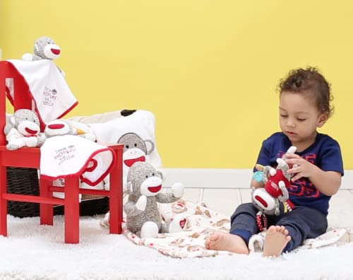 Бебе почетници за бебиња ќебе и играчка со сатен, чорап мајмун, 14 инчи