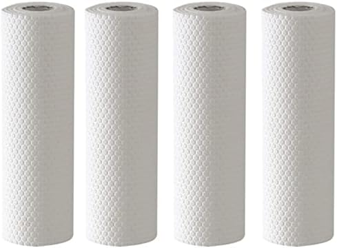 Lskjff Бели марамчиња кујнски хартиени крпи за еднократна употреба мултифункционални кујнски хартија за садови, 50 листови по ролна - индивидуално завиткани, стил на 4