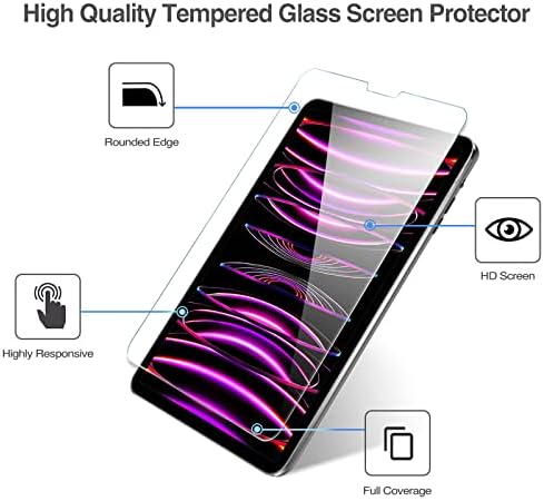 Procase 2+2 Заштитник на екранот со пакет со пакет за заштитник на леќи со камера со iPad Pro 12.9 инчи 2022 2021 2020 Заштитник на матниот