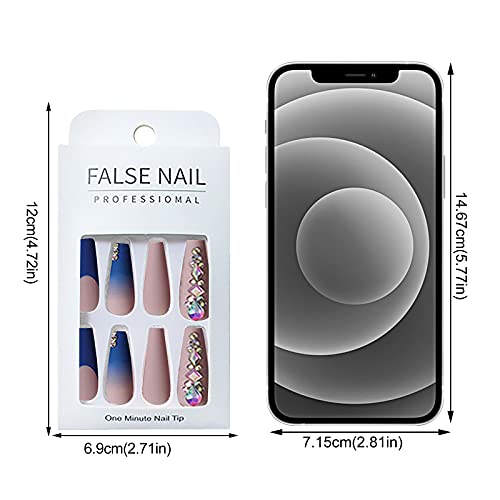 Зитиани нови 3Д лажни нокти со дизајн лажни нокти со лепак за жени притиснете на нокти 24 парчиња 2мл