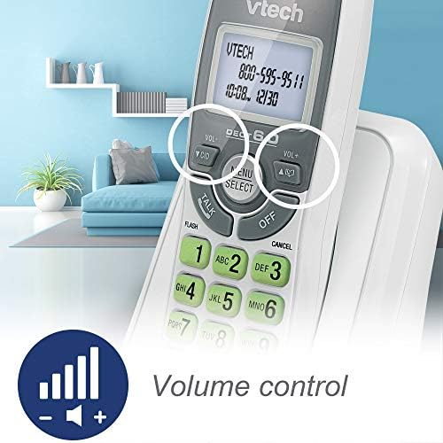 VTech CS6114 Dect 6.0 безжичен телефон со лична карта/повик на повик, бело/сиво со 1 слушалка, 3,50 x 3,50 x 7,00 инчи