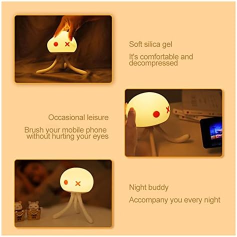 Симпатична медуза предводена силиконска ноќна светлина, USB спална соба во кревет, ламба, меко затемнување на детскиот подарок за бебиња
