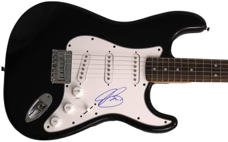 Bonо Бонамаса потпиша автограм со целосна големина Црна Фендер Стратокастер Електрична гитара w/ Jamesејмс Спенс ЈСА автентикација