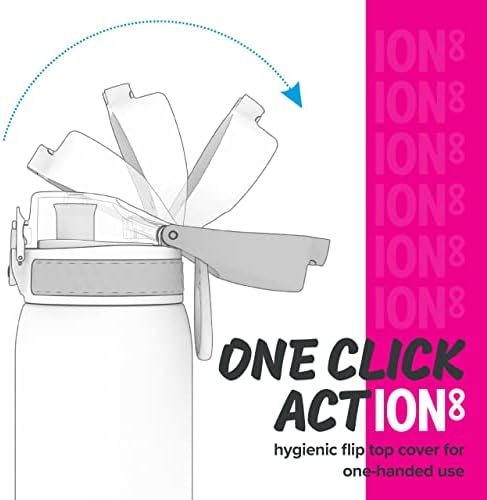 Ion8 Kid's One Touch On-The-Go Printed Water шише-протекување и шише со вода без BPA-одговара на држачи за чаши за автомобили и ранец