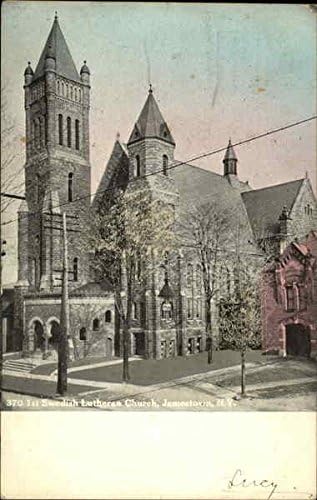 1 -та шведска лутеранска црква Jamејмстаун, оригинална античка разгледница во Newујорк NYујорк