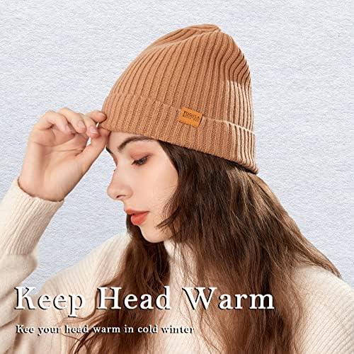 Fuqila мерино волна манжетна капа, унисекс топли зимски капачиња меки, дишење и пријатно истегнување на капачето со манжетни