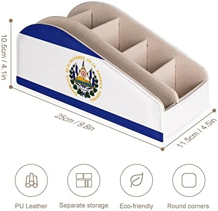Држач за далечински управувач на знамето Ел Салвадор ПУ кожеше кутија за кутија за домашна десктоп