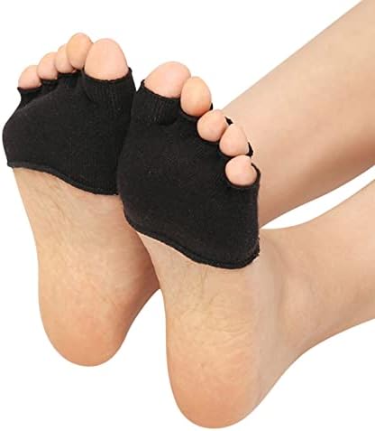 3 пара жени јога спорт не лизгаат отворени прсти чорапи половина затегнати потпетици со пет чорапи со прсти, женски чорапи без шоу