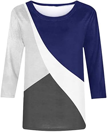 Дама 3/4 ракав облека трендовски памучен екипаж графички бренд бренд кошула есен лето лабаво вклопување за жени 9z 9z