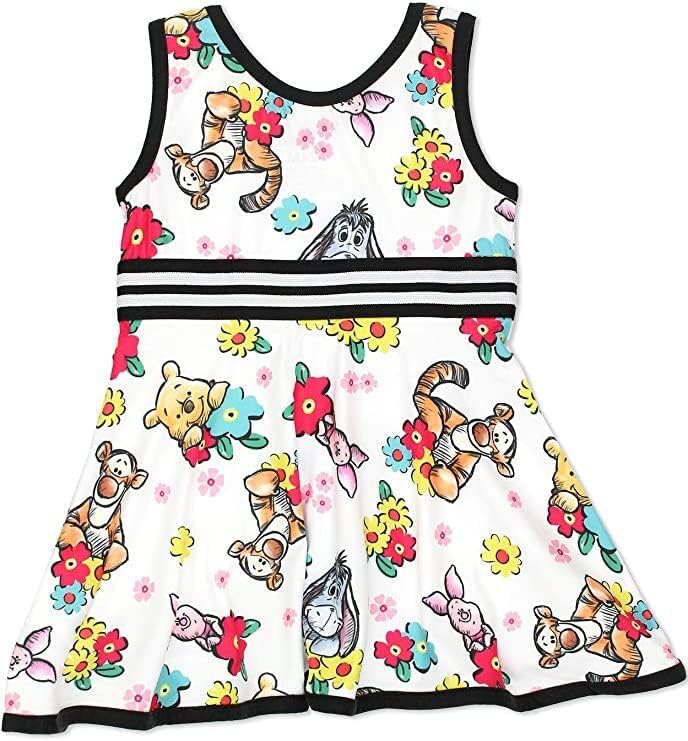 Фустан без ракави на девојчињата Дизни Мини Маус и Дејзи патка за новороденче и дете - бело/црно/повеќебојно