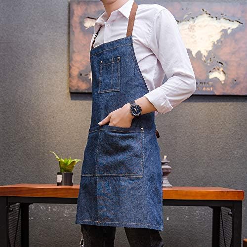 Yiswear Unisex Прилагодлив мулти -џебни тексас престилка за готвачи кујна BBQ и студио