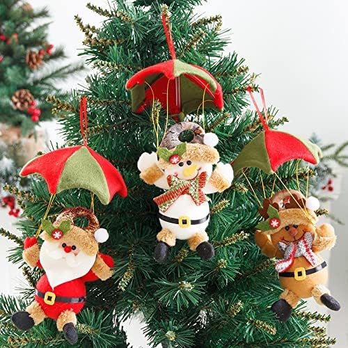 Tuscr Божиќни падобрански приврзоци со цртан филм Санта снежен човек елен украси, декорација на сцена облекувајте подароци за елени