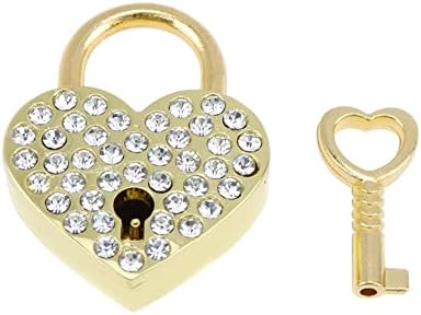 Pufguy катанец во форма на срце со клуч мини метален катанец симпатична заклучување за кутија за накит, чанта, багаж, буквата кутија, дневник,