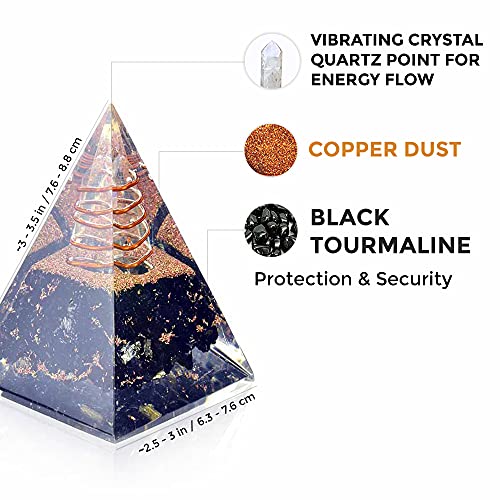 Оргон пирамида-црна турмалин-кристал-чакра балансирајќи го генераторот на енергија од оргон-Нубијан оргонитна пирамида за заштита на е-емисија-лекување