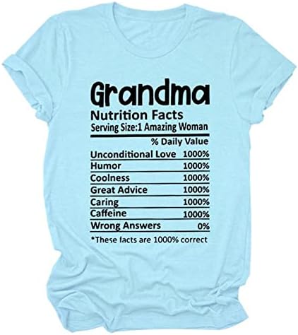 Баба исхрана факти кошула смешна баба маица женски обични кратки ракави тркалезни кошула на вратот лабава новите подароци