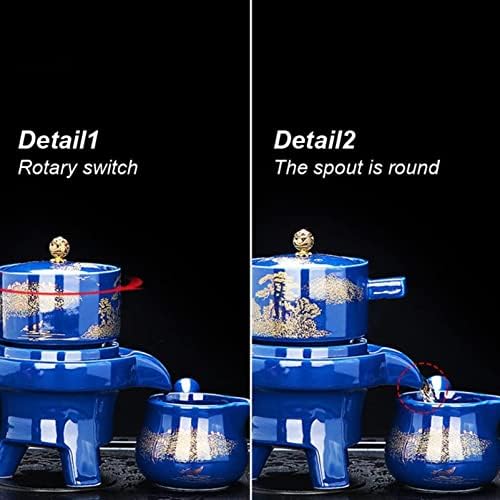 DMWMD Креативност Керамички автоматски чај постави анти-скалд дизајн Ротирајте го протокот на чајник надвор од вода