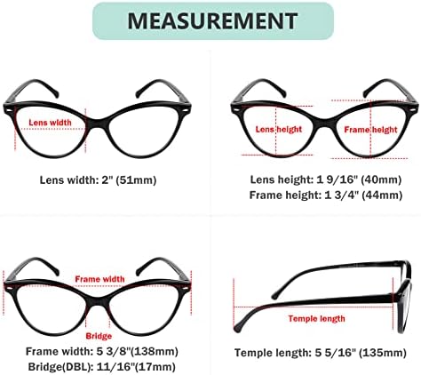 Очила за читање со 4 пакувања за жени читатели на Cateye +2.25
