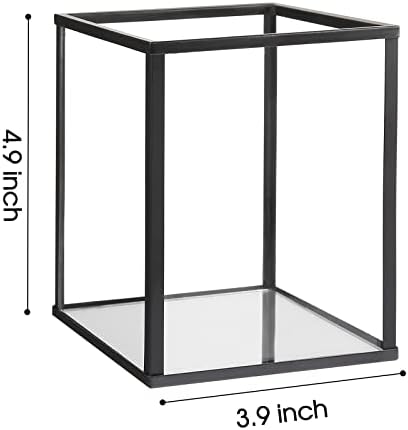 Ишенгуд Стаклен Држач За Свеќи за Урагани Од 6 ПАРЧИЊА, 4,9 х 3,9 инчи Краток И Мини Држач За Свеќи Од Црно Стакло За Чајна Светлина