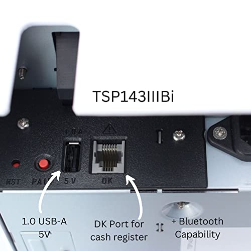Star Micronics Tsp143iibi Bluetooth Термички Прием Печатач за iOS, Андроид и Прозорци Со Авто-машина И Внатрешно Напојување-Бело
