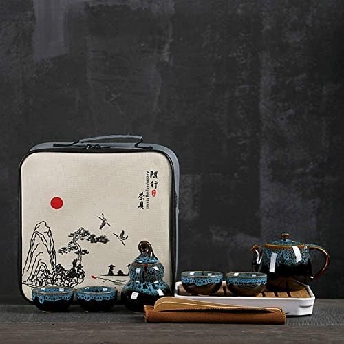 Linalife керамички кунгфу преносен чај за патувања со чај со чајници чај канистер сад за торба за патувања |