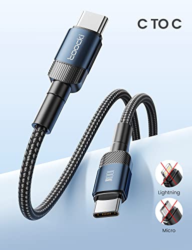 Кабел Toocki USB C [6FT, 2-Pack], 100W USB C PD кабел, најлонски плетенка USB C до USB C кабел компатибилен со iPad Pro, iPad Air, iPad Mini,