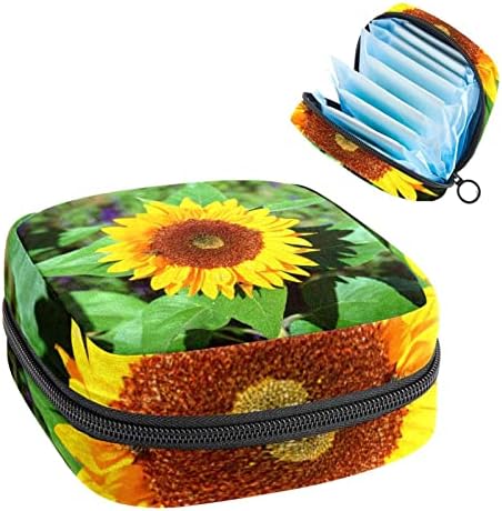 Санитарна торба за складирање на салфетки, торба за период, торба за тампон, торба за шминка, шема на пејзаж од сончоглед