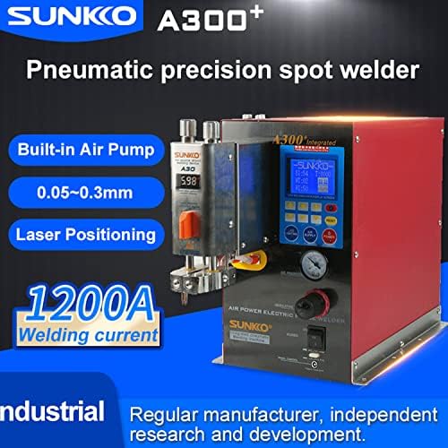 Sunkko A300+ Пневматски батерии заварувач со вграден воздушен компресор, 6kW 1200A трансформатор пулсирачки дабл за заварување машина за