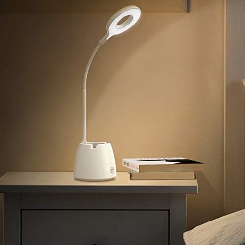 Xunmaifdl LED биро ламба со држач за пенкало, 3 температури во боја Контрола на допир Флексибилно работно место за рака, USB порта