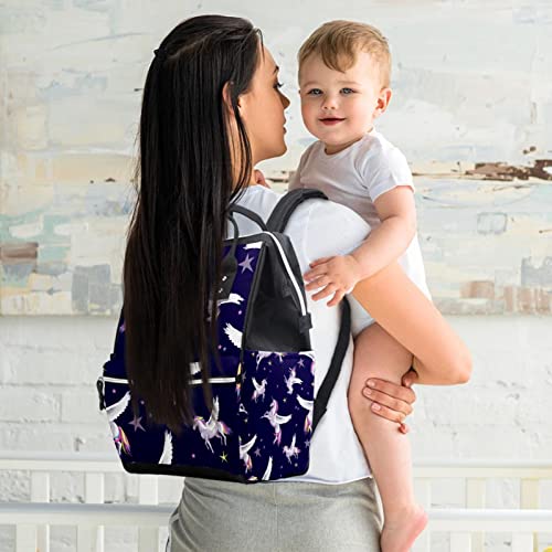 Еднорог Виолетова Торба За Пелени Торби За Мумии Ранец Со Голем Капацитет Торба За Пелени За Нега На Бебиња