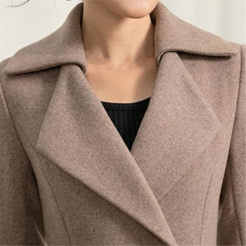 Зимска долга волна од волна, жени тенок лапл елегантна двојна гради волна палто мода моден топол ров палто