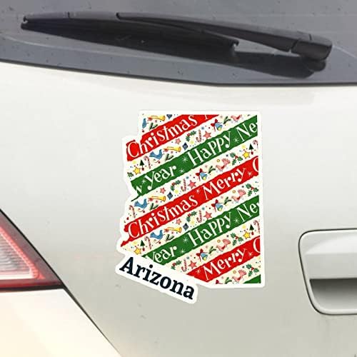 Аризона домашна држава Божиќни налепници Мери Божиќ Аризона Мапа за автомобили Декл Божиќна декорација прозорец Декл Винил Декал умре