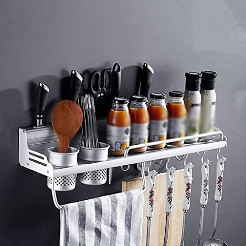 Jahh алуминиум кујна полица за складирање на wallидови монтирани за зачини за зачини за нож вилушка лажица дома кујна предмети