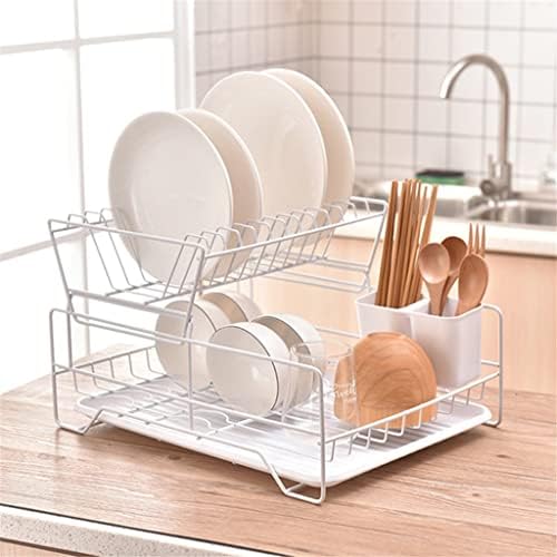 Ijwoa двојни редови не'рѓосувачки челични садови за сушење на плочата за кујнски шалтерски садови решетки со држач за прибор