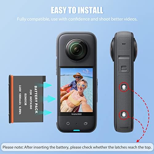 2 Пакувајте еден X3 Battery & Triple USB Charger Hub пакет компатибилен со Insta360 една x3 камера