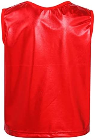 Ојолан Девојки девојки метални исмејувачки врат-култури врвови за танцување атлетска танц активен елек спортски елек спортски маици кошули црвена