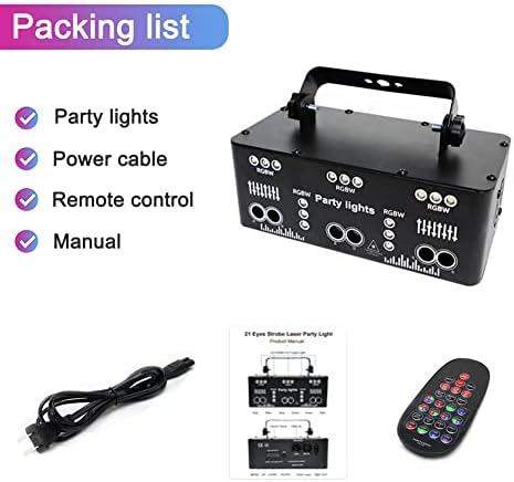 21 Очи DJ Party Strobe Lights, RGB UV Disco Party Light Light Intoor Effect stage Effect LED Projector Support DMX 512 Activated Activerated