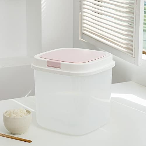 Домаќинка кујна ориз кофа запечатена задебелена про transparentирна кутија за складирање на ориз со скала од 20 килограми брашно и груба кофа со жито розова 1010 килограми