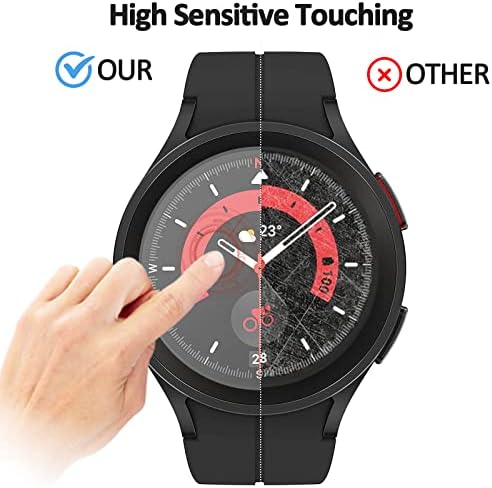 Ninki Компатибилен Samsung Galaxy Watch 5 Pro 45mm Случај Со Калено Стакло Заштитник На Екранот,SHOCKPROOF КОМПЈУТЕР Целосен Заштитен Браник