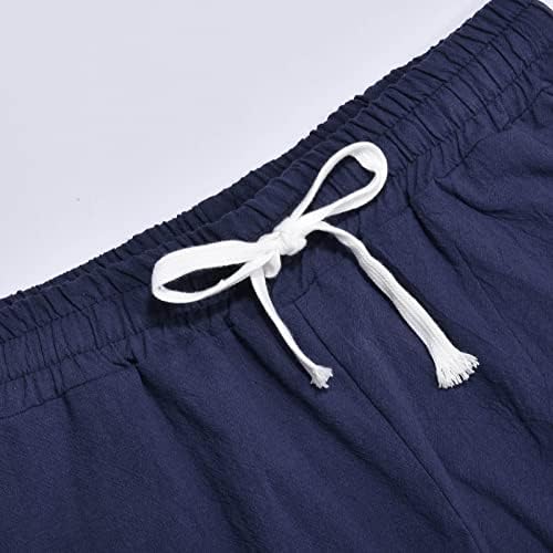 Чиста боја Бермуда шорцеви женски колено должина Обични летни маички шорцеви со длабоки џебови салон долги шорцеви