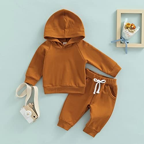 Детето бебе момче есен облеки со долги ракави дуксери на врвови на врвови со патеки за патеки од 2 парчиња зимска облека сет