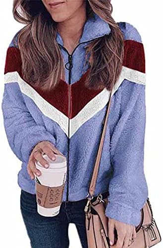 Minge College Cout omans Winter Plus Size Trends Trendy Долг ракав во боја на бојата на надворешната облека, мекиот мек џемпер од вратот v вратот