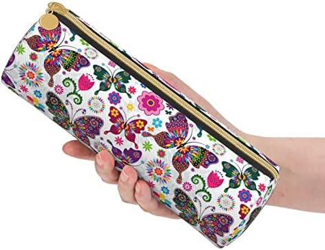 Рувдиме Цветна пеперутка молив случај за жени мали моливчиња за торбичка за торбички со торбичка со патент со патент училишен колеџ за