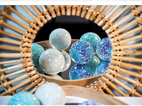 v2croft 3 во декоративни орби стаклени топки сет од 6, мозаична сфера Глобус за цели домаќинки, свадба/роденден, чинии, вазни трпезариски
