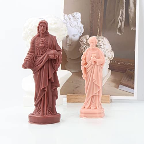 Cestony 3d Исус свеќа силиконски калапи за правење свеќи, статуи на смола од гипс и украс на домови